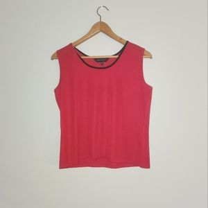 Ming Wang Tank Top Shell Knit Red Black EUC Petite Medium PM Sleeveless Sweater